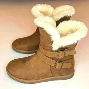 Airwalk Womens Brown Suede Faux Fur Lined Boots Shoes Size 7